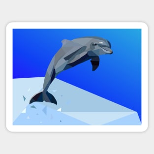 Blue Geo Dolphin Sticker
